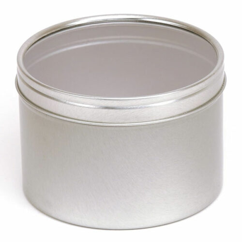 Silberne runde Kerzendose mit Fensterdeckel - 400ml - Single