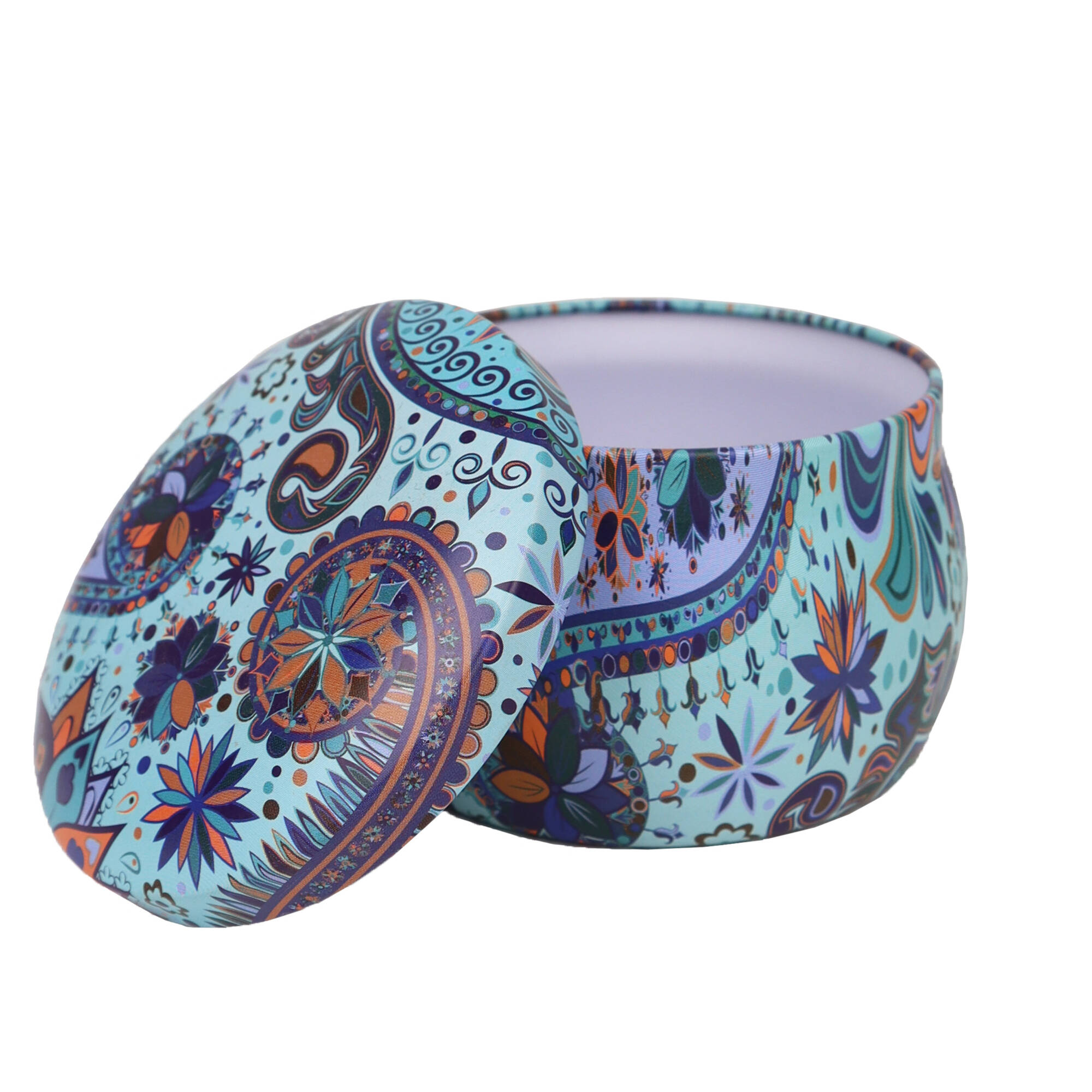 Boîte à bougies à motifs bleus - 150 ml - Paquet de 24