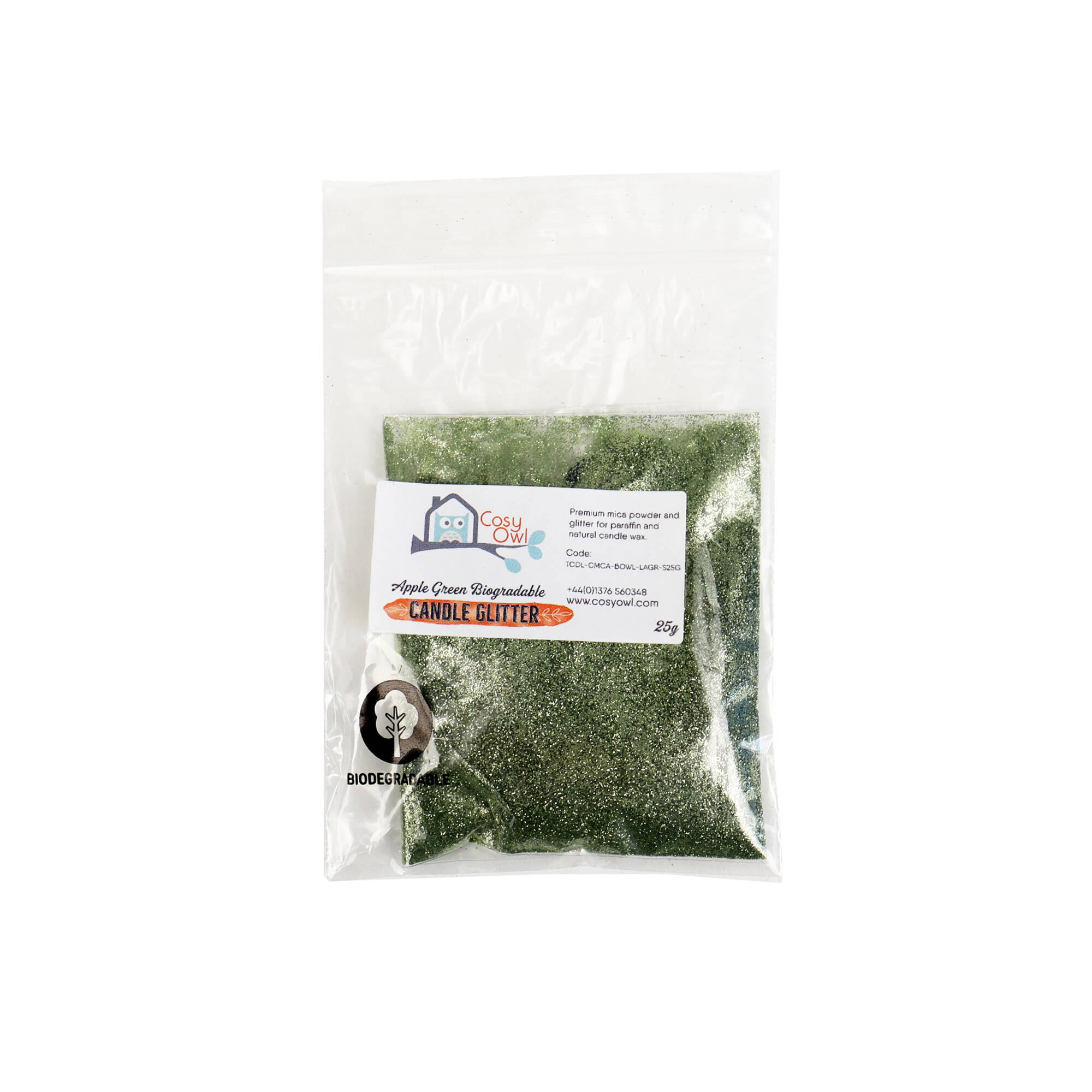 Bougie biodégradable vert pomme scintillante – Image 2