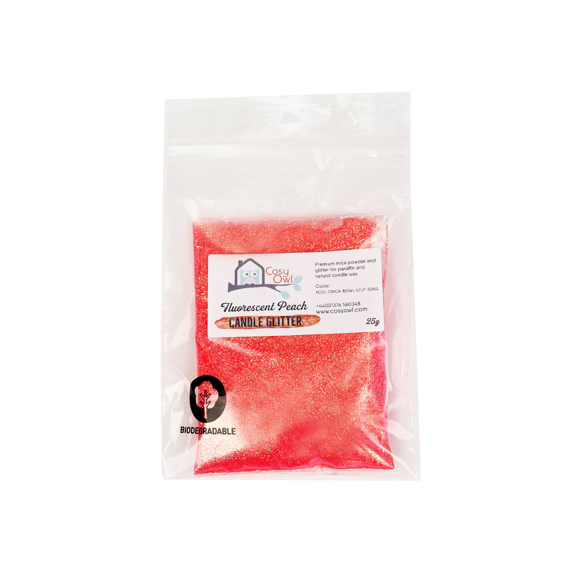 Bougie fluorescente pêche scintillante – Image 2