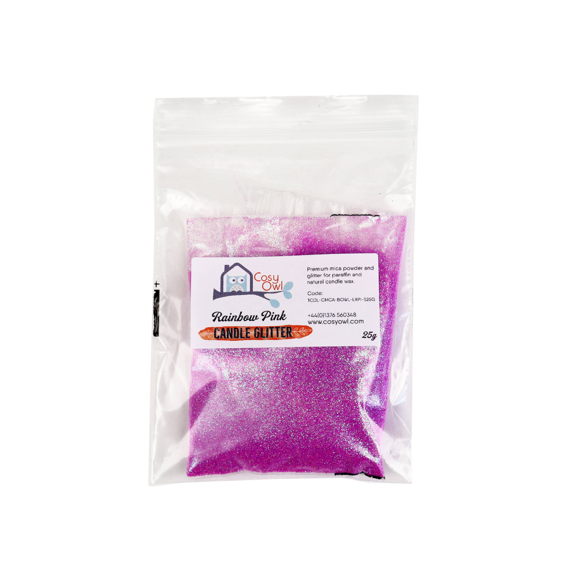 Bougie rose arc-en-ciel scintillant – Image 2