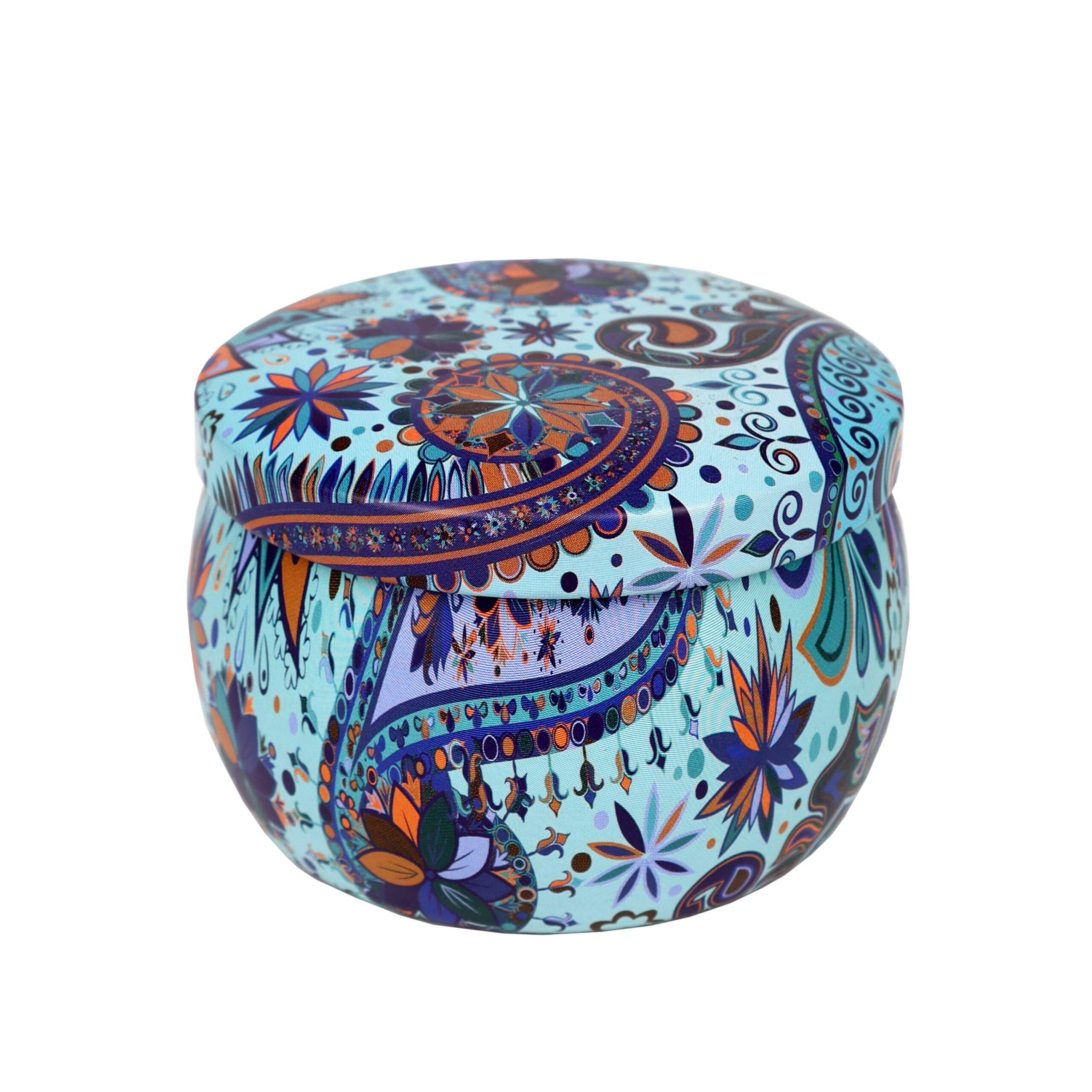 Blue Patterned Candle Tin - 150ml - Pack of 24 x50 (1,200 Tins) 2 Blue Patterned Candle Tin - 150ml - Pack of 24 x50 (1,200 Tins) - Image 2