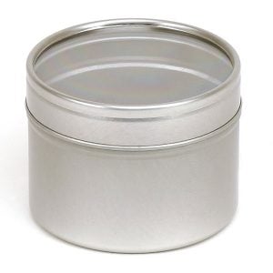 Silver Round Candle Tin With Window Lid - 100ml - Single