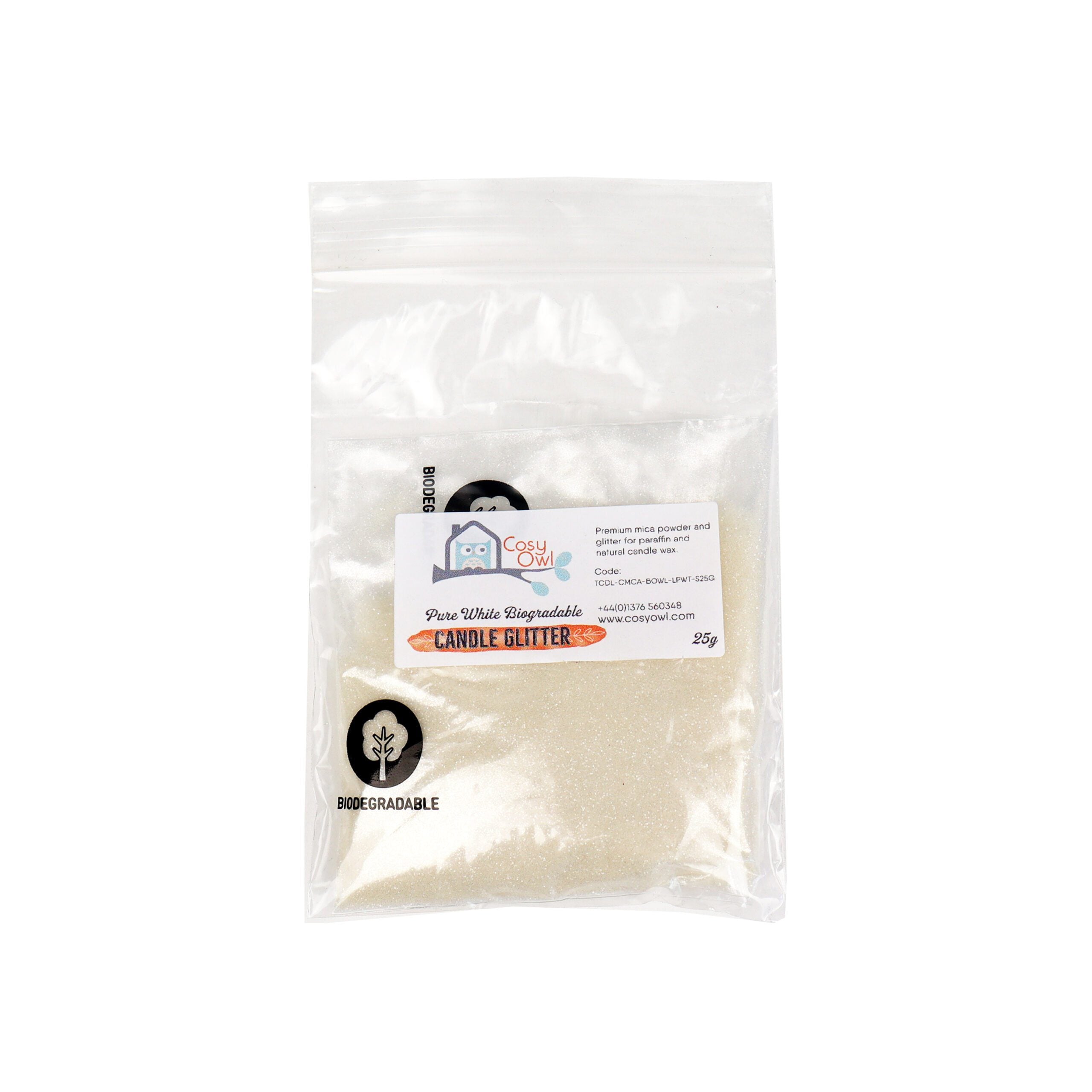 Czysty biały biodegradowalny brokat do świec 2 Pure White Biodegradable Candle Glitter - obrazek 2