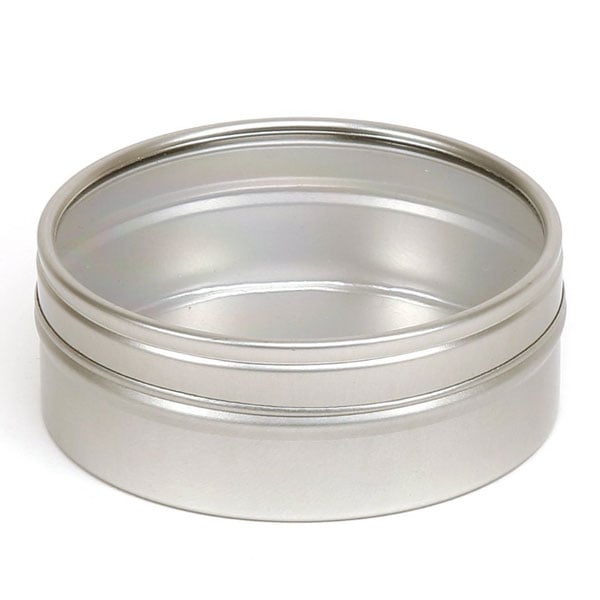 Silver Round Candle Tin With Window Lid - 125ml