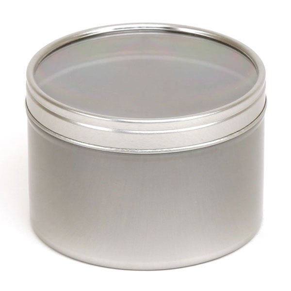 Silver Round Candle Tin With Window Lid - 250ml - Single