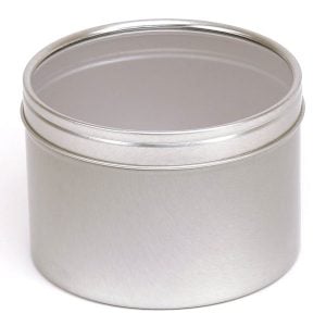 Silver Round Candle Tin With Window Lid - 400ml - Single