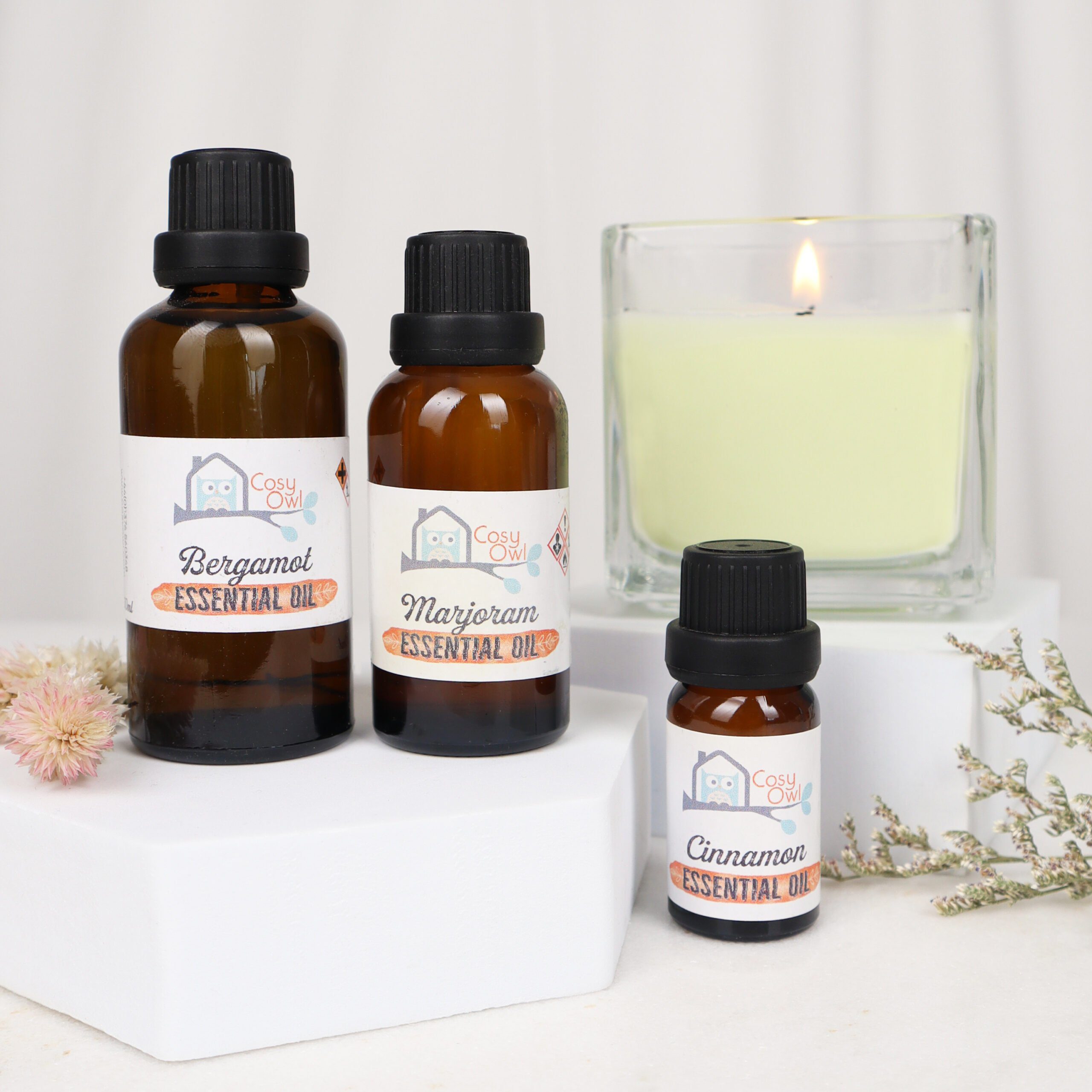 Floral essential oils can be used alone or in combination with